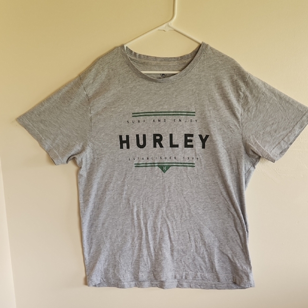 Hurley Mens Graphic T-Shirt XL Gray Surf and Enjoy Established 1999 Short Sleeve